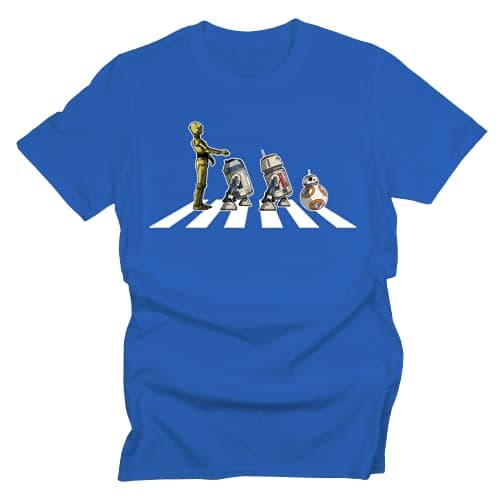 Image of GP-Tees Abbey Road Droids Space Wars Sci Fi Movie Film Inspired Premium Quality Modern Fit T-Shirt Top for Men (Royal Blue - Small)