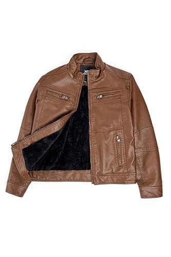 Image of X RAY Kids Leather Jacket | Boys Leather Jacket | Boys Leather Jacket With Hood | Youth Leather Jacket , Tan, Large
