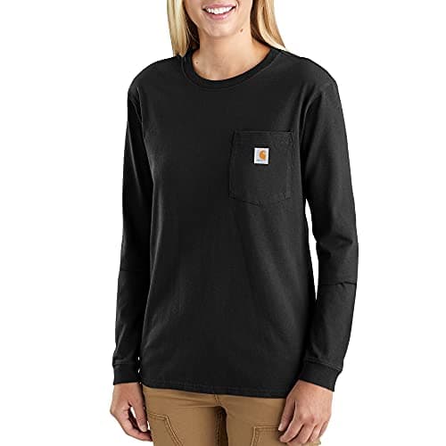 Image of Carhartt Women's K126 Workwear Pocket Long Sleeve T-Shirt (Regular and Plus Sizes), Black, XXX-Large Plus