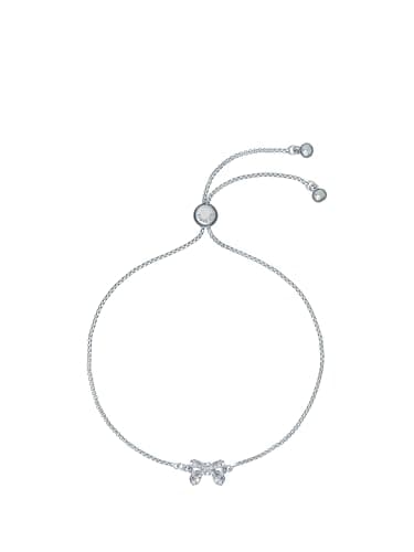 Image of Ted Baker Carsaa Crystal Petite Bow Drawstring Bracelet for Women (Silver/Crystal)