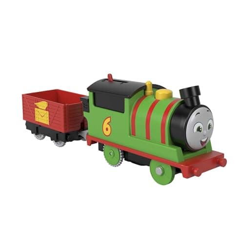 Image of Thomas & Friends Motorized Toy Train Percy Battery-Powered Engine with Tender for Pretend Play Preschool Kids Ages 3+ Years, HDY60