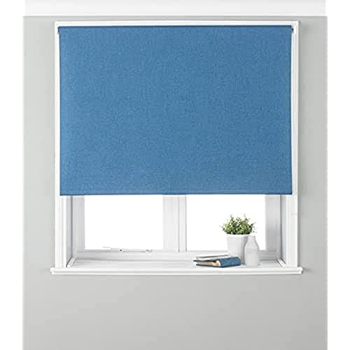 Image of Riva Home Eclipse Blackout Roller Blind, Polyester, Denim, 60" x 64" (153 x 162cm)