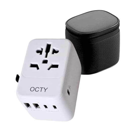 Image of Universal Travel Adapter - 6-in-1 Worldwide International Plug with 2 USB-A & 3 USB-C Fast Charging Ports, Travel Case Included, for 150+ Countries - Travel Essential for UK, EU, US, AU, Asia