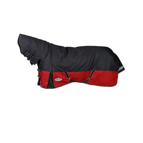 Image of WeatherBeeta ComFiTec Plus Dynamic II Combo Neck Medium/Lite Horse Turnout Rug, Black/Red/Silver, 4'0