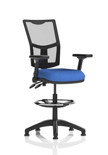 Image of Dynamic Eclipse Plus II Lever Task Operator Chair Mesh Back With High Rise Draughtsman Kit With Height Adjustable And Folding Arms Blue