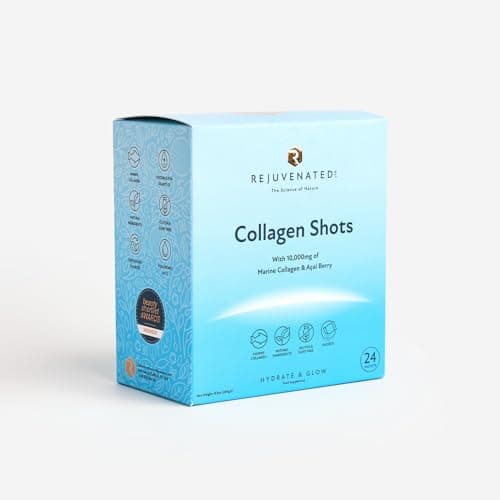 Image of Rejuvenated Collagen Shots - Hydrolysed 10,000 mg Marine Collagen Supplement Drink with Antioxidants, Vitamins & Hyaluronic Acid (24 Sachets)