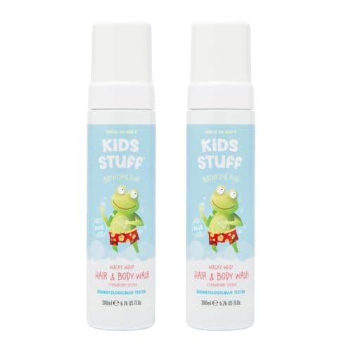 Image of Kids Stuff Blue Wacky Whip Foaming Hair & Body Wash with Strawberry Swirl Fragrance | Dermatologically Tested Kids Hair & Body Wash | Gently Cleanses Hair & Skin | Vegan | Cruelty Free | 200ml