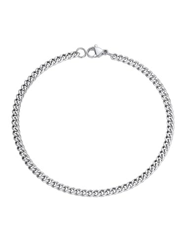Image of PROSTEEL Mens Bracelet - Cuban Chain Wrist Link Bracelets Hypoallergenic 316L Stainless Steel Jewellery Silver 3MM Width 19CM Length (with Gift Box)