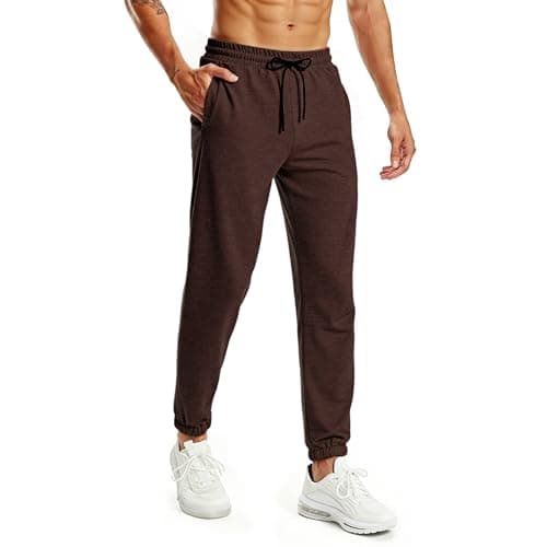 Image of Rane Sports Men's Casual Jogging Trousers with Pockets, French Terry Cotton Thickened Training Trousers Brown L