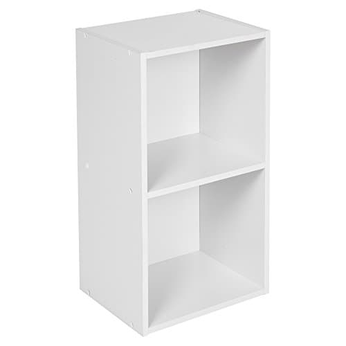 Image of URBNLIVING ® 1, 2, 3, 4 Tier Wooden Shelving Bookcase Storage Wood Shelf Unit (2 Tier, White)