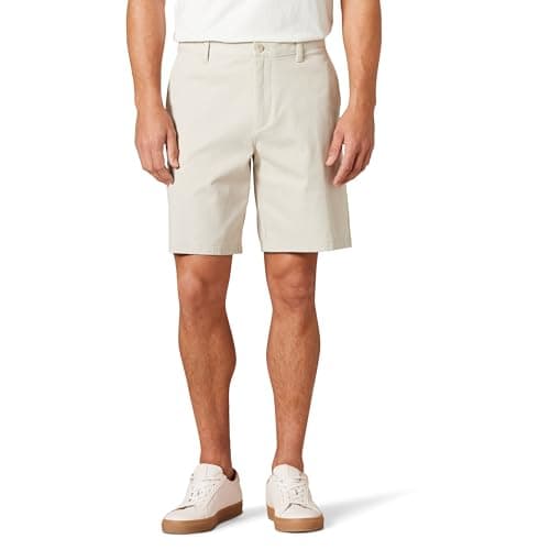 Image of Amazon Essentials Men's Classic-Fit 9" (23cm) Comfort Stretch Chino Shorts, Stone, 36W