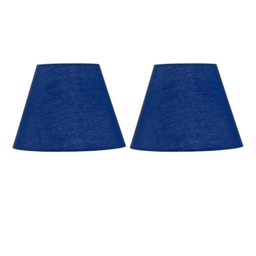 Image of Set of 2 Navy Blue Fabric Table Lamp Shades, Lampshade for Table Lamp or Bedside Light, Diameter 20cm