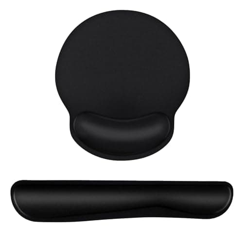 Image of TEKXDD Keyboard Wrist Rest Mouse Mat Set, Ergonomic Wrist Rest Keyboard and Mouse Set, Padded Memory Foam | Cushion Support | for Computer Laptop Home Office Gaming Black