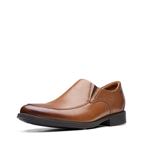 Image of Clarks Men's Whiddon Step Loafer, Dark Tan Leather, 10.5 UK