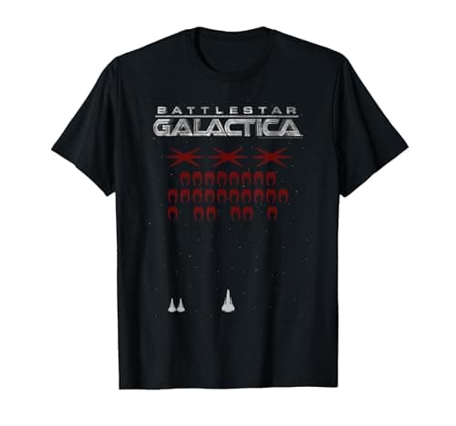 Image of Battlestar Galactica Space Invaders Style T-Shirt, Men, Black, XX-Large