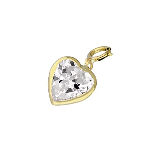 Image of jewellerybox 9ct Gold & Clear CZ Heart Clip on Charm