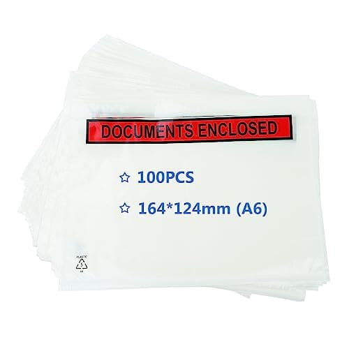 Image of PACK4YA A6 Document Enclosed Wallets 164 x 124 mm Peel and Seal Envelopes for Invoices, Packing Lists or Notes, Self Seal Packaging Packing Shipping Postage Pouches Bags (Pack of 100)
