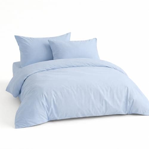 Image of LivinEase Brushed Microfibre King Size Duvet Cover Sets - 100 GSM Blue Kingsize Duvet Cover with 2 Pillowcases (50x75 cm) - Hotel Quality Hypoallergenic, Easy Care and Comfortable