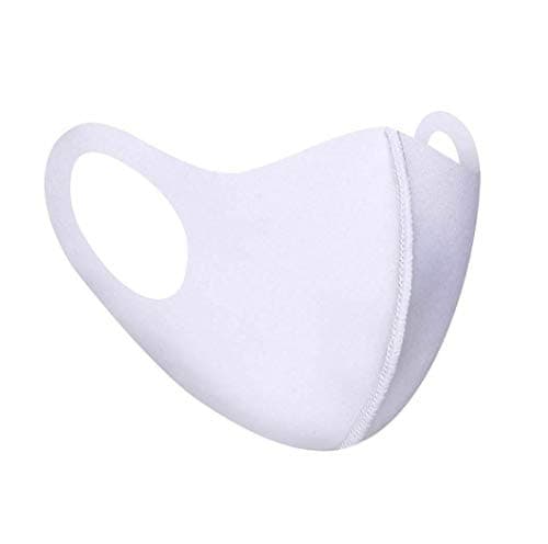 Image of Komonee Adults Washable Reusable White Face Mask Dustproof Cloth Mouth Cover Covering For Men Women Outdoors Indoors Cycling Ski Protection (Pack Of 2)