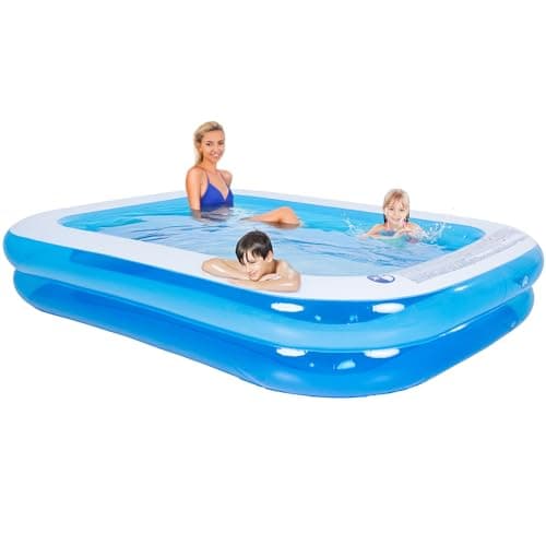 Image of Splosh Inflatable Family Swimming Pool For Kids - Large Rectangle Kids Paddling Pool 2.62m x 1.75m - Easy To Inflate - Kids Paddling Pools For Garden