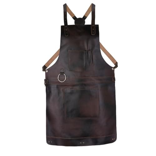 Image of Leathershire Dark Brown Full Grain Leather Apron Butcher -Cook -BBQ -Cooking - Wood work - Cheff - BBq Grill Gift (Dark Brown 1)