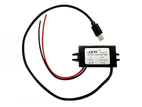 Image of JZK Car power converter DC 12V 24V to 5V 3A Step down converter with type C adapter connector, 15W DC to DC buck converter, voltage reducer regulator, car power voltage converter for car, truck, boat