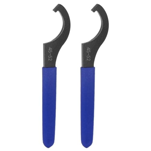 Image of sourcing map 2 Pcs C Hook Spanner Wrench 45-52 Nut Shock Wrench Steel Chuck Nut with Blue Non-Slip Handle for Lathe Clamping