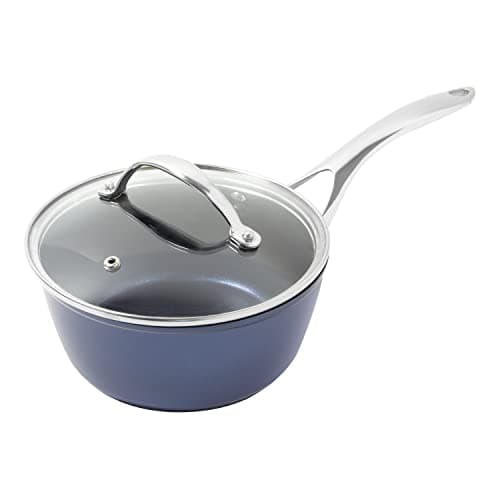 Image of Blackmoor 67459 Blue Pro 18cm Saucepan with Lid/Non-Stick, High-Shine 5-Layer Hybrid Stone Coating/Forged Aluminium Construction/Cool Touch Stainless Steel Handle/Ovenproof Up to 220°C