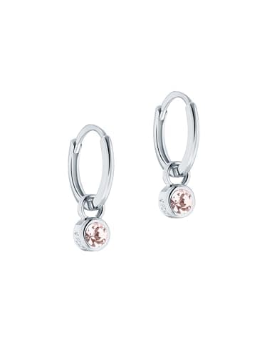 Image of Ted Baker Sinalaa Crystal Huggie Hoop Earrings For Women (Silver/Pink Crystal)