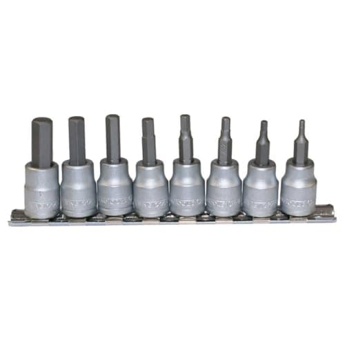 Image of Teng M3811 40758 3/8-inch Socket Clip Rail AF Hex Set Drive (8 Pieces)