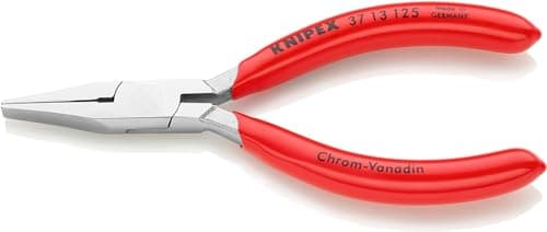 Image of KNIPEX Flat Nose Pliers for Precision Mechanics Chrome-Plated with Plastic Coating 125 mm, 37 13 125