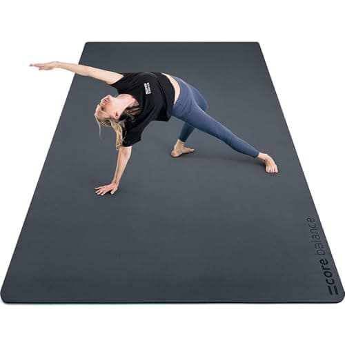 Image of Core Balance Extra Large Yoga Mat 6mm Non Slip TPE Foam with Travel Strap L183cm x W116cm (Black)