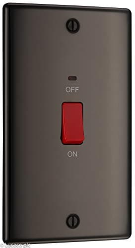 Image of BG Electrical Large Cooker Control Switch Unit with LED Power Indicator, Double Plate, Double Pole, Raised Profile, Round Edges, Nexus Metal, Black Nickel, 45A, NBN72