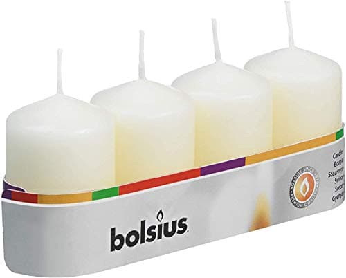 Image of 4 x Premium Quality Pillar Church Candles Unscented BULK Large Pack Weddings Colour:Ivory Size:40mm x 60mm (7 Hour Burn Time)