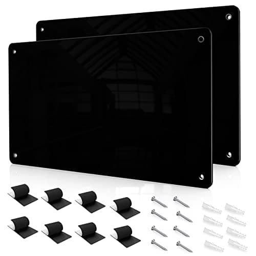 Image of 2 Pack 43.5 x 30 cm Black Metal Magnetic Board for Wall - Magnet Notice Board to Display Magnetic Letters Numbers Animal, Poetry, Spice Jars, Notes, Photos, Suitable for Cubicle, Cabinet