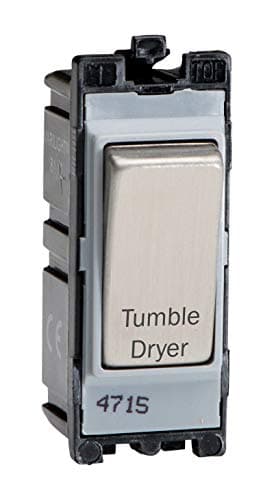 Image of Varilight Engraved 20A 1-Way Double Pole Switch 'Tumble Dryer' PowerGrid Steel - G201DS.TD