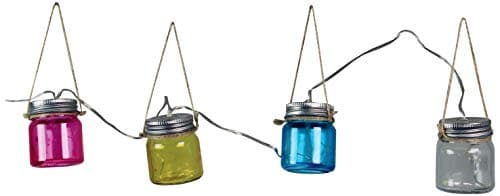 Image of Luxform Lighting Blanes Solar LED Coloured Glass Jar String Light