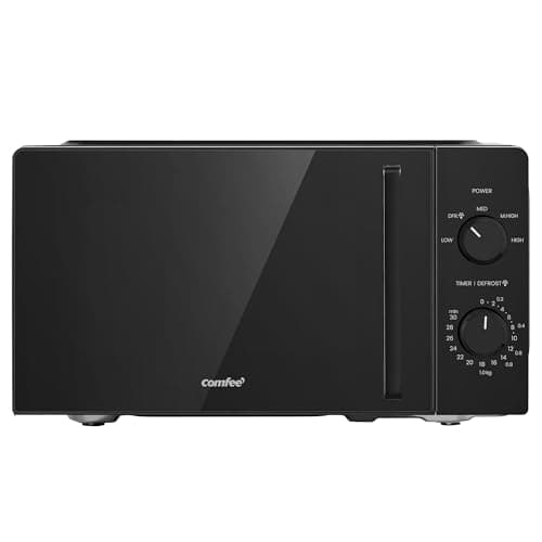 Image of COMFEE' 20L Compact Microwave, 700W Black Solo Manual Microwave with Inverter,5 Power Levels,Quick Defrost,Easy Clean,Dial Timer,Small for Kitchen- CMO-MM202NF(BK)