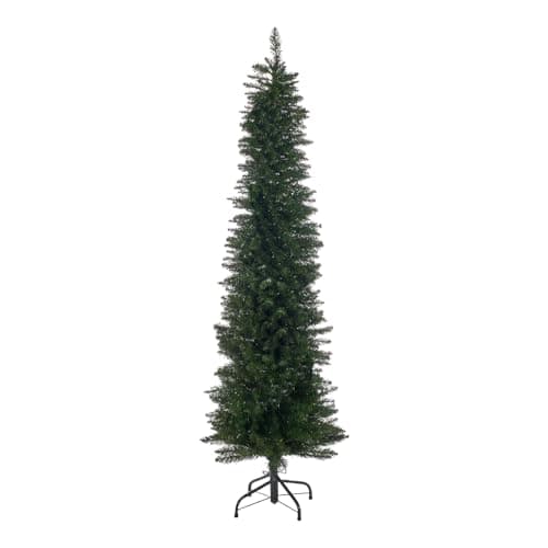 Image of The Christmas Workshop 70010 6ft Slimline Green Christmas Tree | Artificial Indoor Christmas Decoration | Includes Metal Christmas Tree Stand | 560 Tips