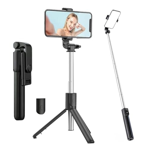 Image of TIGERRDU Selfie Stick, 70cm Phone Tripod, 4 in 1 Selfie Stick Tripod, Extendable and Portable with Detachable Wireless Remote & Stable Stand, Compatible with iPhone/Galaxy/Huawei etc.