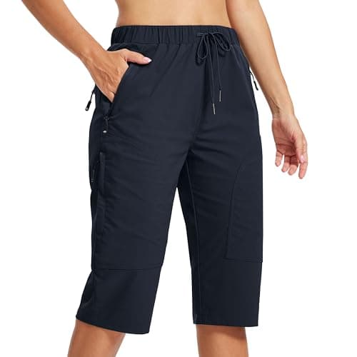 Image of AIRIKE Women’s 15’’ Hiking Shorts Lightweight Cagro Shorts with Pockets for Walking Quick Dry Breathable Outdoor Camping Shorts for Women Waterproof Summer Casual Sports Shorts for Ladies Navy Blue L