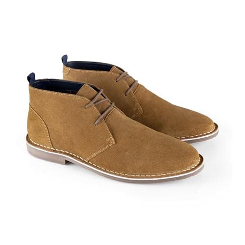 Image of Catesby England Sahara Suede Leather Desert Boots Men Extra Padded Casual Chukka Boots Men, Tan, UK 11