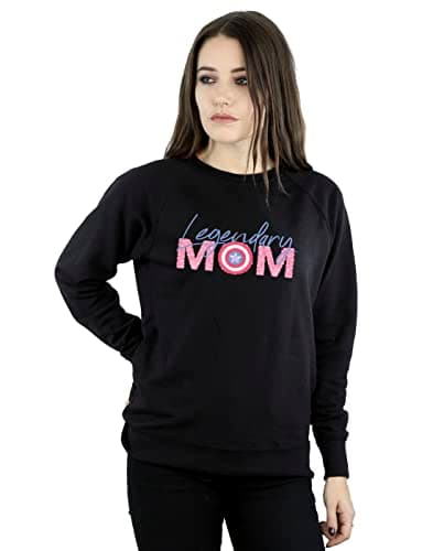 Image of Marvel Women's Avengers Captain America Mum Sweatshirt Black Small