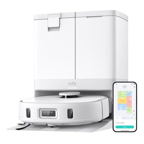 Image of eufy X10 Pro Omni Robot Vacuum Cleaner With Mop, Incredible Suction, Dual Mops with 12 mm Auto-Lift and Carpet Detection, AI Obstacle Avoidance, Auto Mop Washing&Drying, Self-Emptying, Self-Refilling