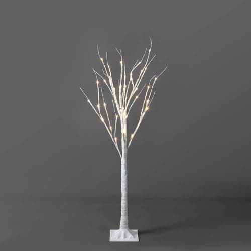 Image of Christmas Decoration LED Birch Tree Pre Lit Warm White Outdoor Xmas Remote Waterproof for Christmas Home Party Wedding Indoor & Outdoor (4ft)