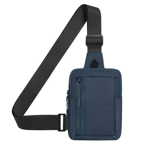 Image of SUIKIHUM Mini Sling Bag for Men and Women, 7.5 Inch Small Anti Theft Crossbody Sling Backpack Nylon Chest Bag Fanny Pack for Travel Running Hiking (Dark Blue)