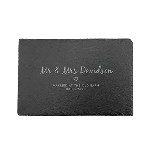 Image of Personalised Slate Cheese Board - Wedding Name, Date and Venue - Personalised Wedding/Anniversary Gift - 30x20cm