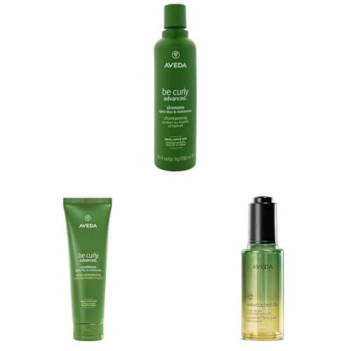 Image of Bundle of Be Curly Advanced Shampoo | Moisturising Shampoo, 250ml + Aveda Be Curly Advanced Conditioner, 250ml + Aveda Miraculous Oil High-Shine Hair Concentrate, 50ml