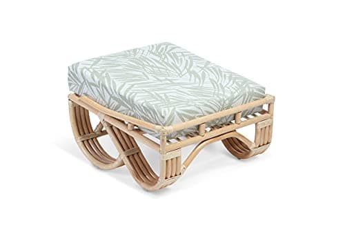 Image of Desser Pretzel Cane Footstool – Fully Assembled Large Footrest Natural Rattan Indoor for Conservatories or Living Room with UK Made Cushion – H42cm x H36cm x W63cm x D70cm