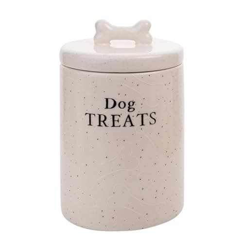 Image of Widdop Best of Breed Dog Treats Jar - Ceramic White - Paw Print Design - Perfect for Dog Lovers Gifts Present Birthdays Pet Food Storage